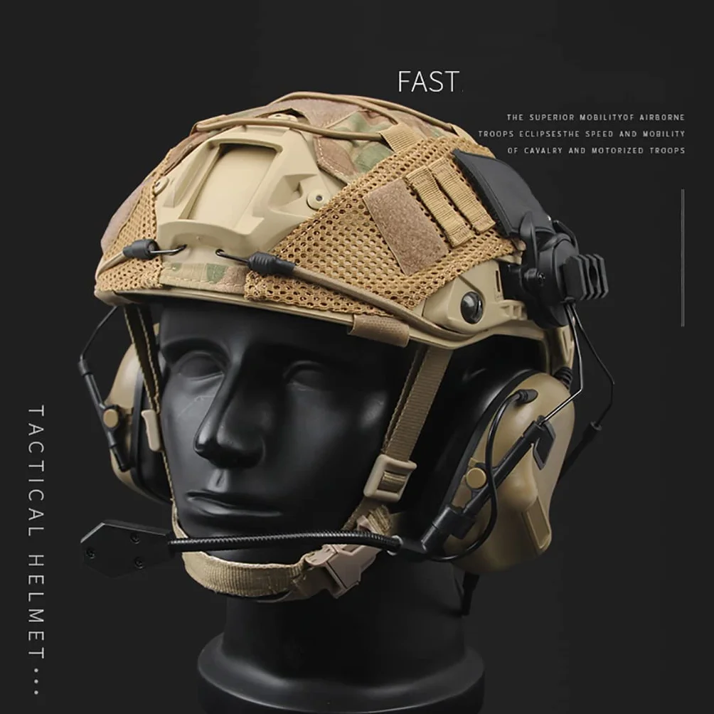 Airsoft Fast Helmet Taktyczny Hełm z Zestawem Słuchawkowym Wielokamowym i Kamuflażową Kasetą Farby CS