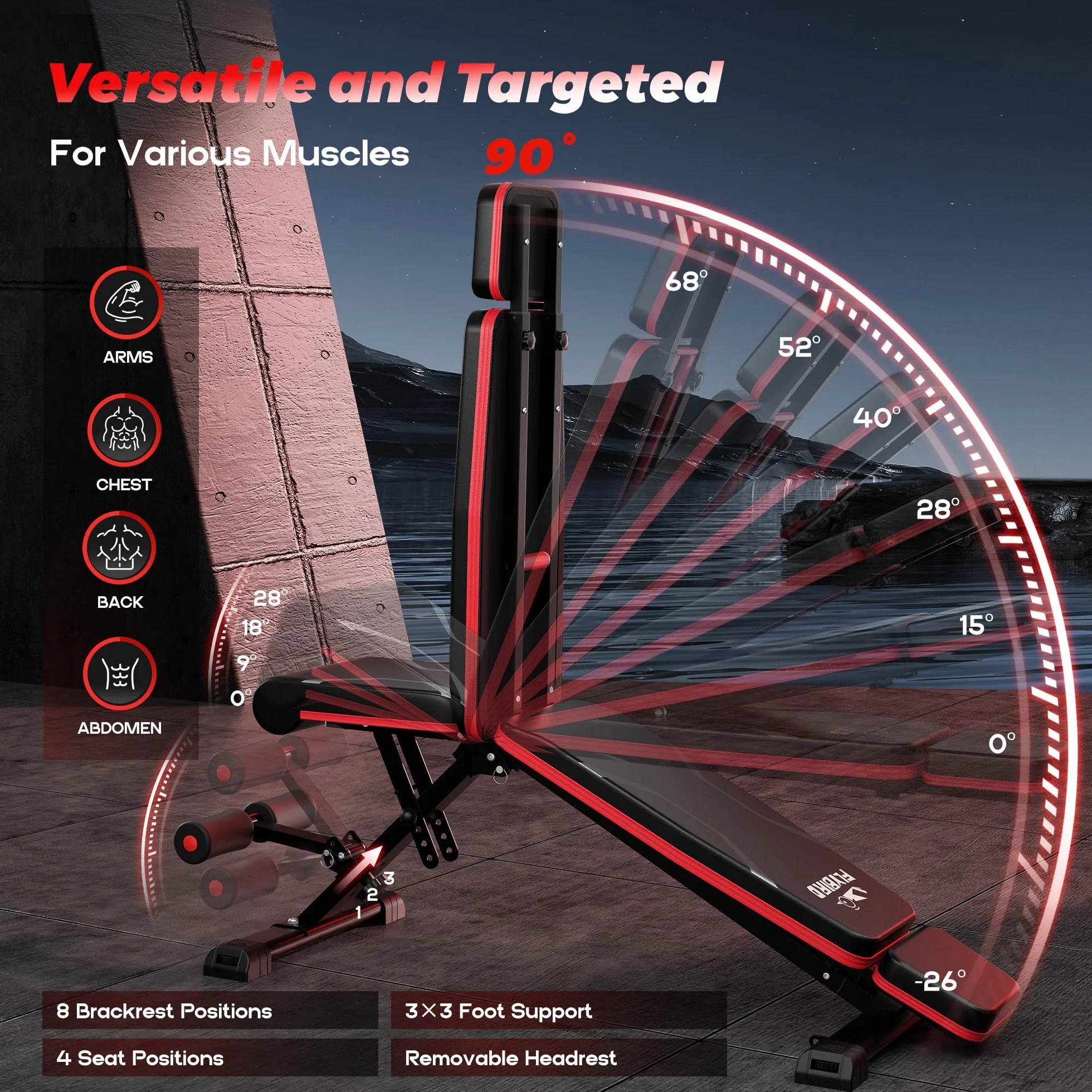 FLYBIRD Regulowana ławka treningowa składana nośność 340 kg
