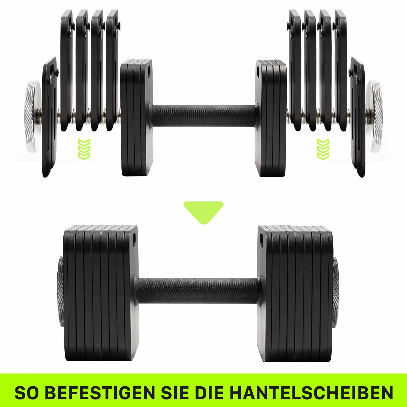 Eisenlink 8 sztuk dodatkowych obciążników 2 kg do kwadratowych krótkich hantli 20 kg (2 kg × 8)
